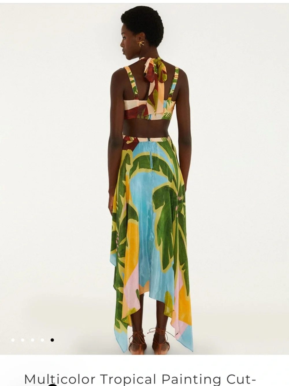 farm rio Multicolor Tropical Painting Cut-Out Buckles Maxi Dress XS - Picture 3 of 10